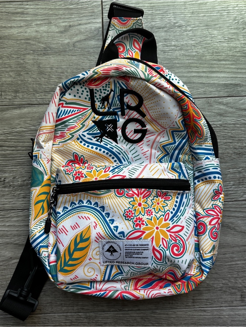 LRG Lifted Research Group Paisley Floral Mini Sling Bag Crossbody Backpack